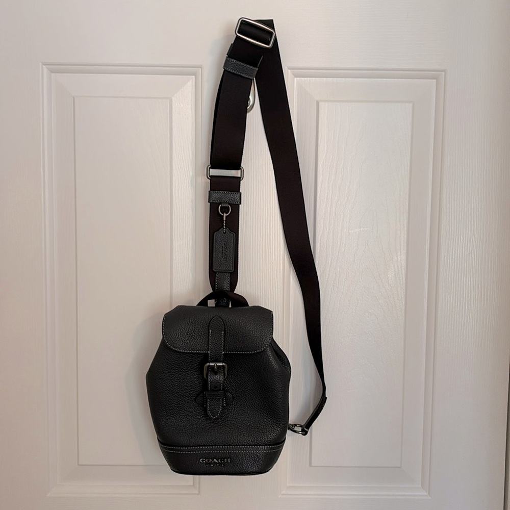 Coach #CB929 Hudson Small Pack Leather Crossbody Backpack - Midnight Navy Blue